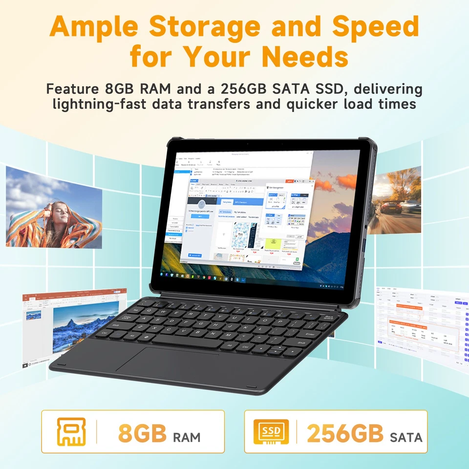 2025 CHUWI Hi10X2 3.9Ghz Intel Core i3  2 in 1 Windwos11 Tablet/Laptop 8GB 256GB - Image 3 of 4