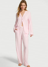 Victoria's Secret SoSoft Modal Long Pajama Set, Heather Pink Petal NEW WT