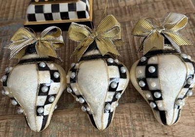 Retired Mackenzie Childs   Tear Drop Ornaments Set Of 3 New In Box**