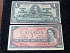 Early Canada 1 & 2 Dollars 2 Banknotes lot Great Condition
