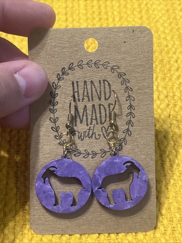 Small Goat Earrings NEW Purple