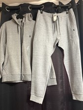 Polo Ralph Lauren Men's Gray Tracksuit Set Hoodie  Pants L Full Zip Pockets