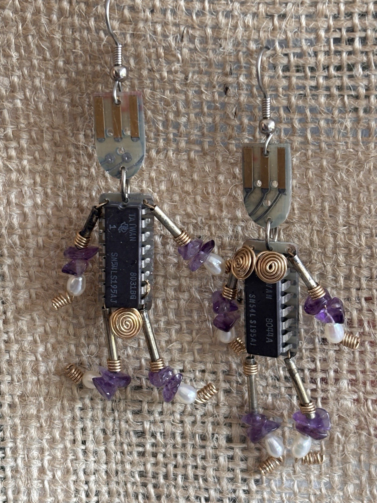 Handmade Computer Chip Robot Earrings Samsung IC … - image 7