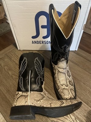 Anderson Bean Python Anderson Bean Men's Burmese Python Snakeskin Square toe Cowboy Boots ...