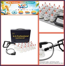 AG Professional Cupping Set 17 Cups Hand Pump Extension Tube Clear