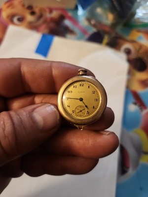Elgin Yellow Gold Pocket Watch Pendant Mechanical Manual  Vintage