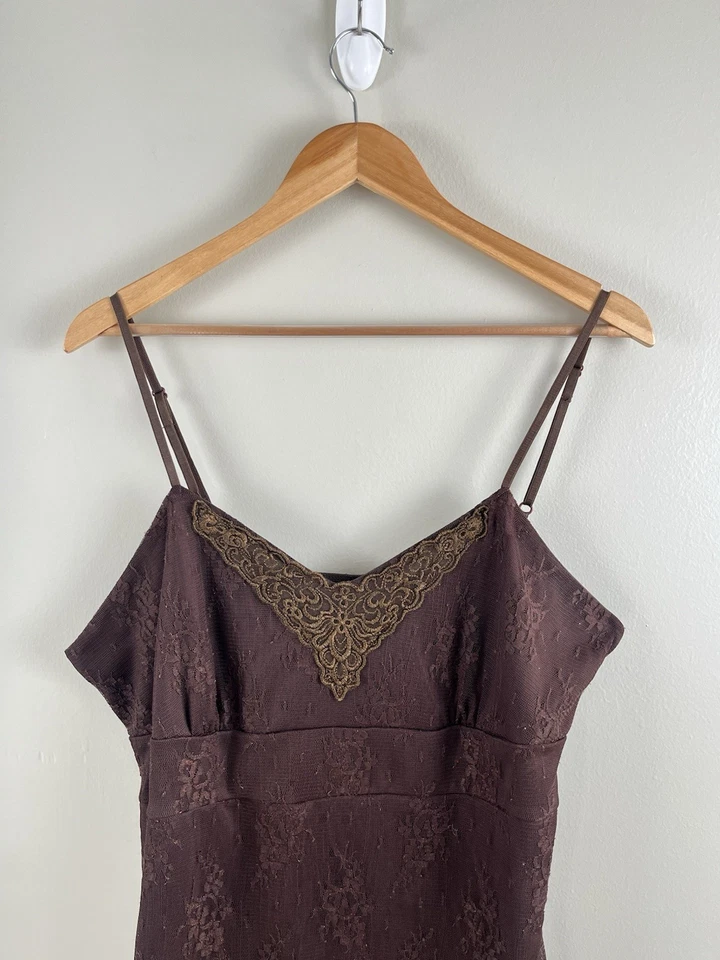 Top Babydoll Y2K XXL Encaje Marrón Chocolate Sin Mangas Cami Hada Whimsey Gótico Foto 2 de 4