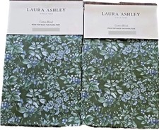 New Laura Ashley BRAMBLE Floral Cotton Blend Window Drapes - 38 x 96" - Set of 4