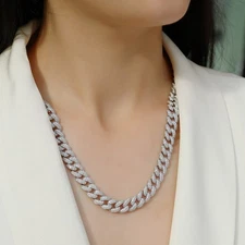 MOISSANITE Miami Cuban Link Chain Iced Hip Hop Necklace SOLID 925 SILVER 10mm