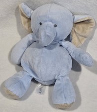 Carter's Plush Blue Elephant Rattle Soft Plush Toy Tan Ears Feet
