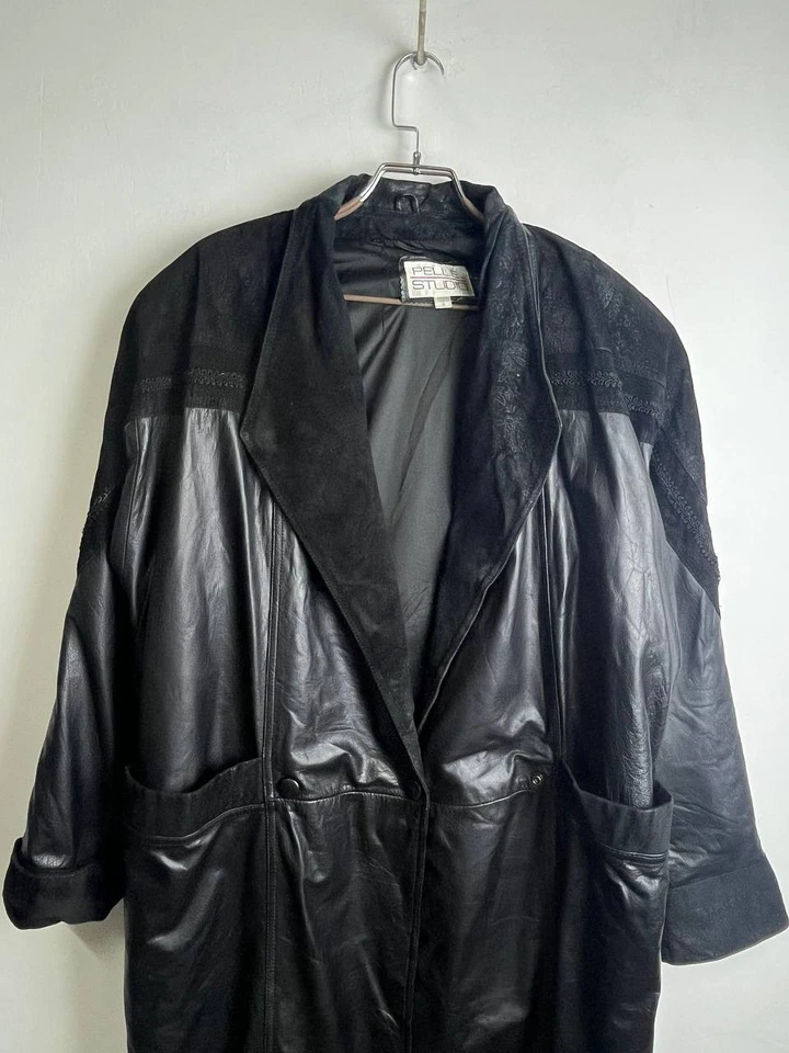 Pelle Studio Leather Suede Jacket Black Vintage Size M - Image 2 of 4
