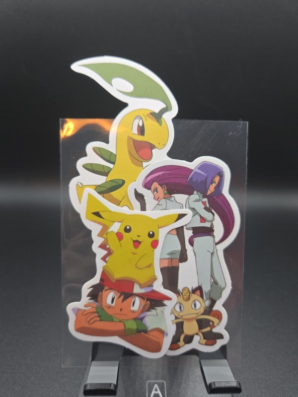 Pokemon Vinyl Sticker Trading Collectibles Ash & Pikachu, Bayleef, Meowth TR
