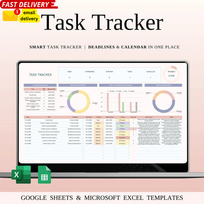 Task Tracker Template Spreadsheet for Google Sheets & Excel | eBay