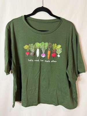 Women's Plus Size Print T-Shirt Let's Root for Each Other Garden Veggies 4XL