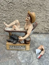 Vintage 1976 Lionstone Saturday Night Bath Sculptured Porcelain Whiskey Decanter
