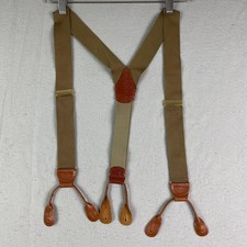 Brown lizard leather suspenders Made In England gold tone adjustable