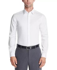 Calvin Klein Mens Slim-Fit Stretch Flex Collar White Dress Shirt 15 / 34-35