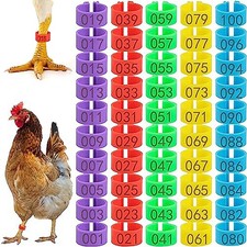 CougZed 100 Pcs Chicken Leg Bands - 16mm Colorful Numbered Chicken Tags for L...
