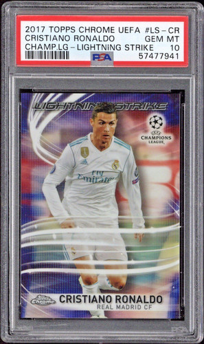 Cristiano Ronaldo Real Madrid — 2017 Topps Chrome UEFA Lightning Strike — PSA 10