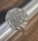 Vintage Ring - 925 Sterling Silver - Round Druzy Face with Rope Twist Border