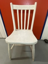 White Painted Wooden Spindle Back Dining Chair Indoor Solid Pattern Adult