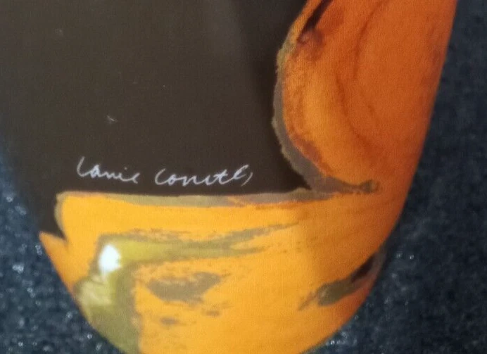 Taza de viaje de cerámica de ciprés firmada Camil 12 oz naranja, verde, marrón, flor blanca Foto 4 de 4