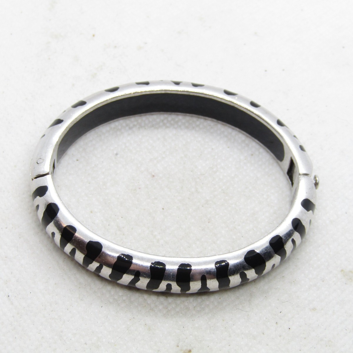 Beautiful AP Sterling Silver 925 Black Enamel Zebra Inspired