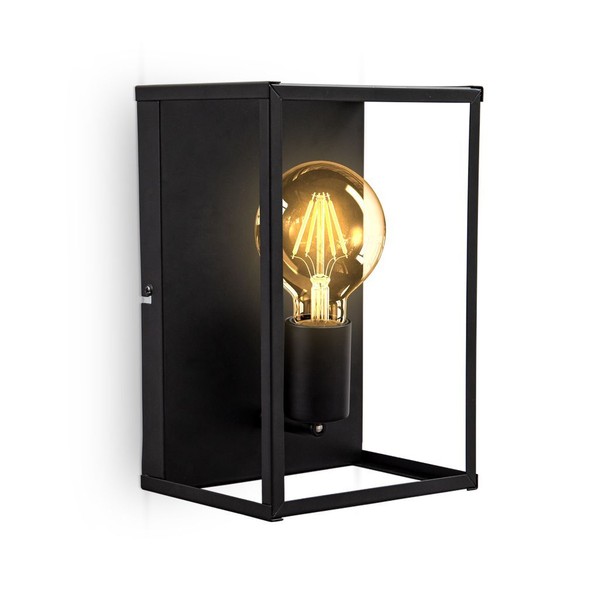 Wandleuchte Vintage Schwarz Metall Wandlampe Industrie Retro Draht E27 KäFig-image