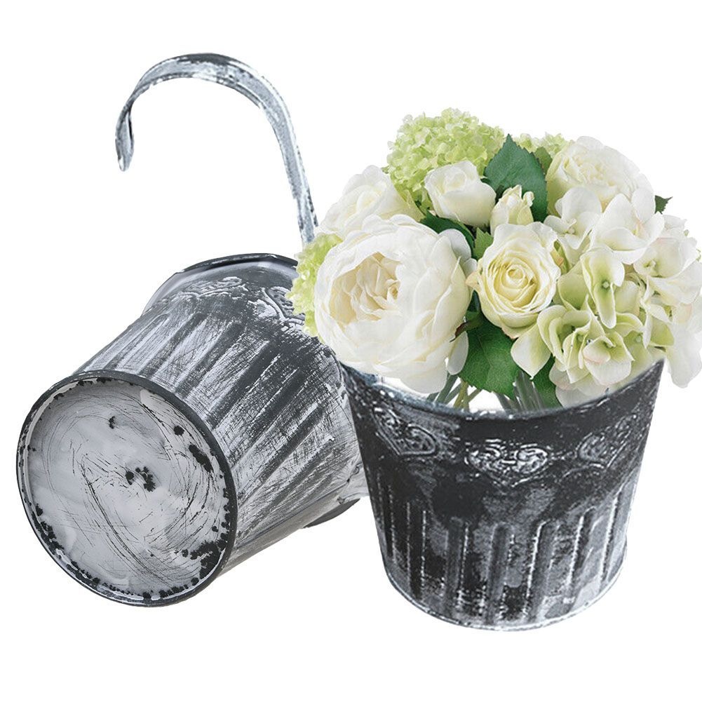 5pcs Hanging Planter Plant Pots Metal Garden Fence Balcony Railing Flower Pot UK eBay