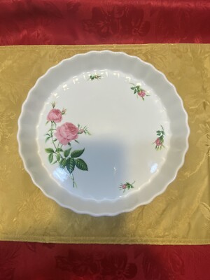 Christineholm Porcelain Rose Pattern Quiche Tart Pie Plate, Baking  Dish