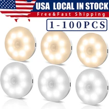 Led Motion Sensor Light USB Rechargeable PIR Wall Cabinet Stair Night Light Lamp