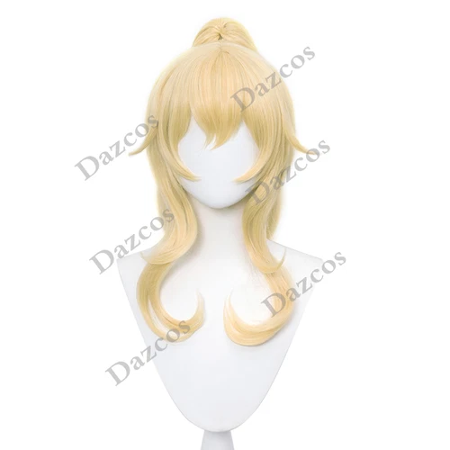 DAZCOS Cosplay Wig Wavy Blonde Ponytail Hairs with Bangs