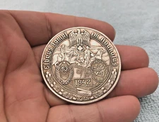 LARGE 1942 GERMAN BATTLE OF MOUNT ELBRUS CAUCASUS WWII COMMEMORATIVE COIN