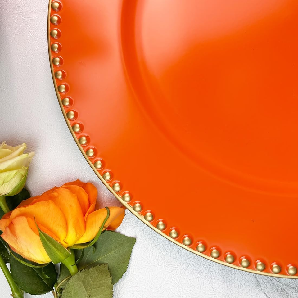 Glass Plates MAONAME Orange Set Of 12, Reef Plate Chargers For