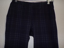 HUE Ladies Black/Gray Leggings W/Front Rear Seams W/ Side Pockets - Size S