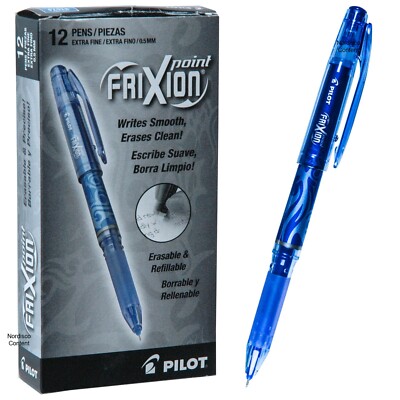 Pilot 31574 Blue FriXion Point 0.5mm Extra Fine Erasable Gel Ink Pen, Box of 12