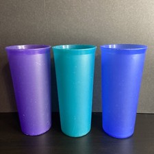 Vintage Set Of 3 Tupperware Stackable Tumblers 115 Jewel Tone Colors