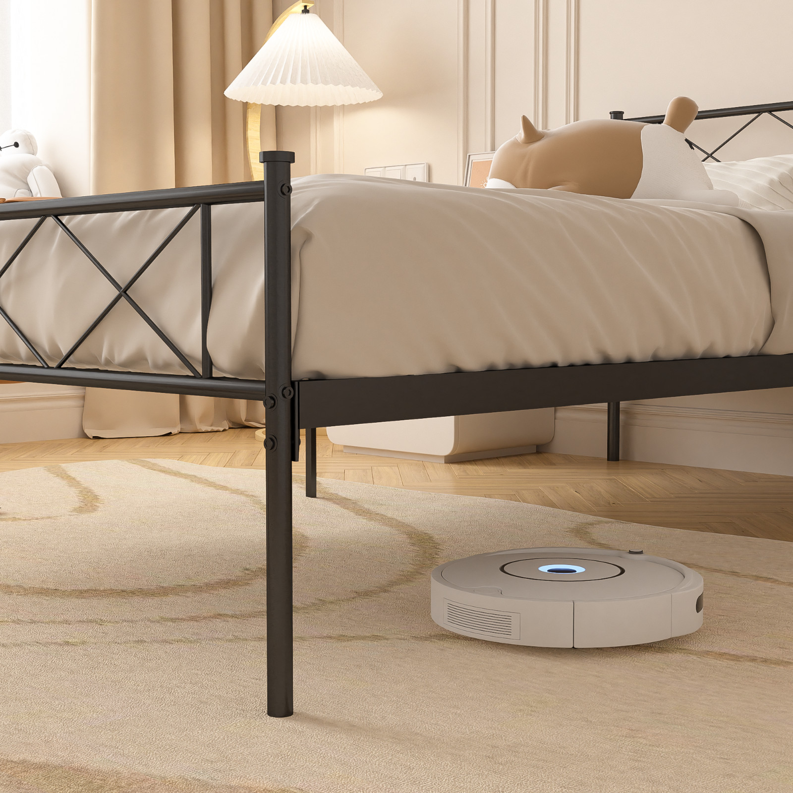 VECELO Metal Bed Frame Twin/Full/Queen Size Bedstead Platform Base w/Headboard