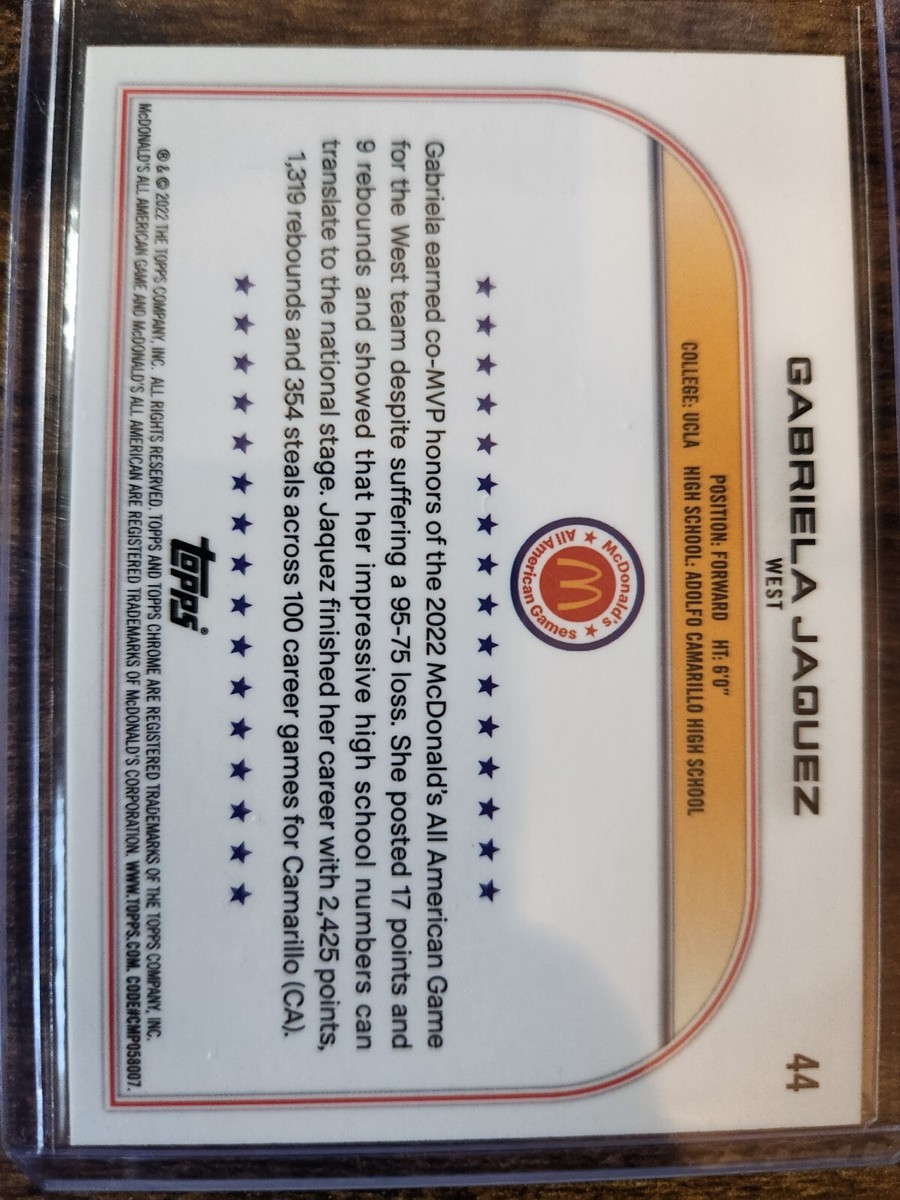 2022 Topps Chrome McDonalds All-American Gabriela Jaquez RC #44 | eBay