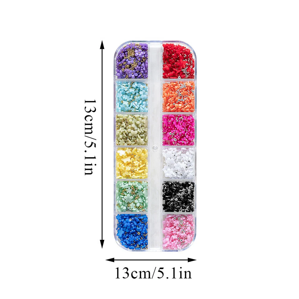 New Crystal AB Rhinestones Nail Art Gems Diamante Round 3D Decoration 12 Grids - Image 2 of 4