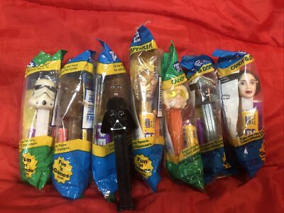 Pez Dispenser Star Wars Lot Of 8-  7 Are New And One Darth Wader Is Used