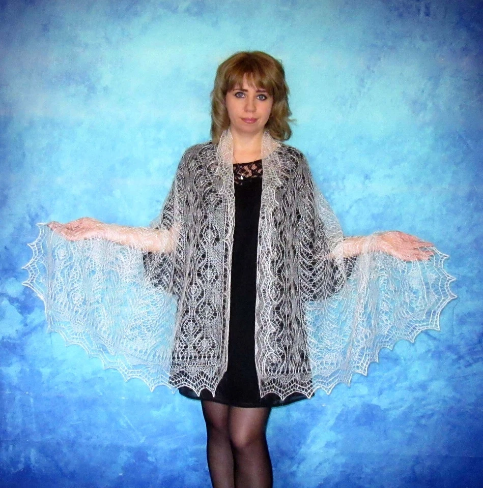 Hand knit white women's scarf,Wool wrap,Lace Russian Orenburg shawl,Gift for her - Image 2 of 4