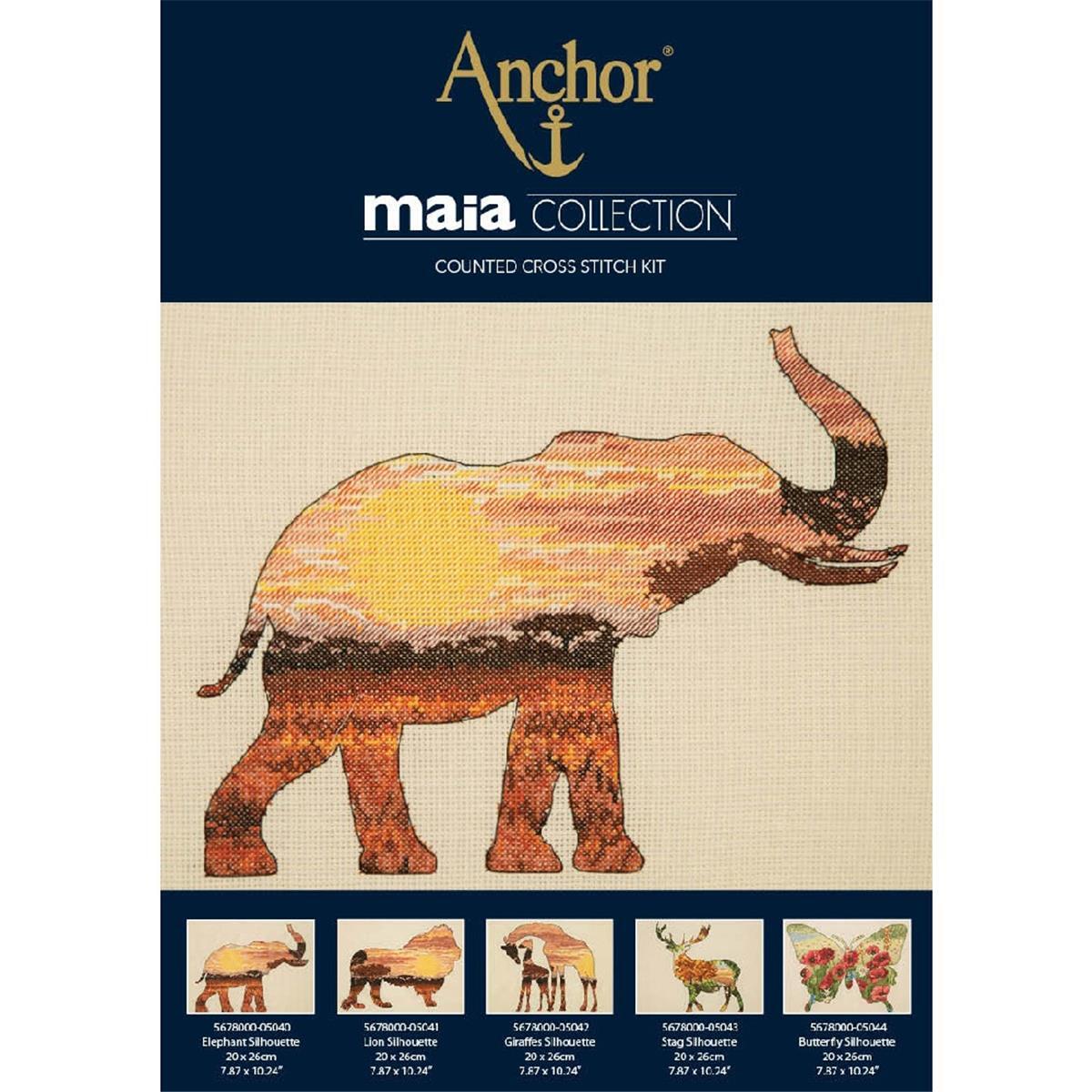 Anchor Maia Collection counted Cross Stitch kit ""Elephant Silhouette"", DIY