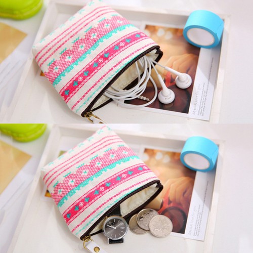 Women Lady Small Canvas Purse Zip Wallet Coin Case Bag Handbag Key Holder Wallet - Picture 9 of 14