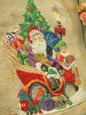 Santa Clause Delivery Gifts Colorful Needlepoint Canvas