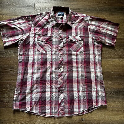 Wrangler Shirt 2XLT Extra Extra Large Tall Plaid Pearl Snap Retro Premium