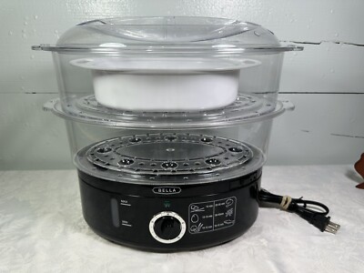 BELLA Two Tier Food Steamer with Dishwasher Safe Lids and Stackable Baskets