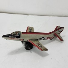 Vtg jet Airplane Douglas NAVY SkyRocket Tin Toy Plane - Japan USN litho