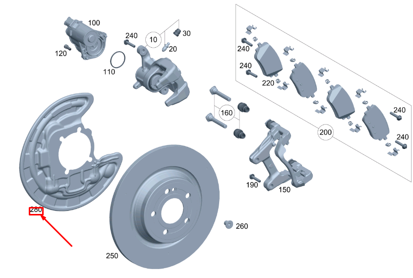 MB GLB X247 Bremsscheiben-Abdeckplatte hinten rechts A2474230220