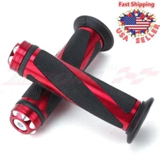 Universal Motorcycle Sport Bikes Hand Grips Handle Bar CNC Rubber Red 7/8 Ducati